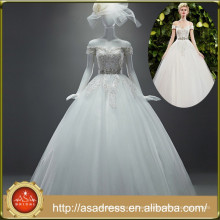 ASA52 Vestido de novia con apliques de imagen real vintage con hombros descubiertos Vestido de novia de tul con cuentas de cristal